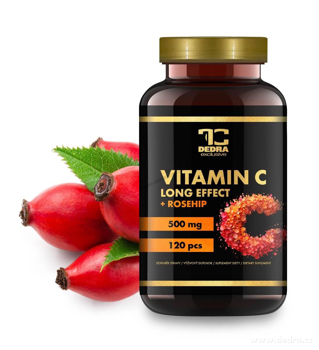 VITAMIN C 500 mg se šípkem | postupné uvolňování + 25 mg šípkového extraktu | 120 kapslí
