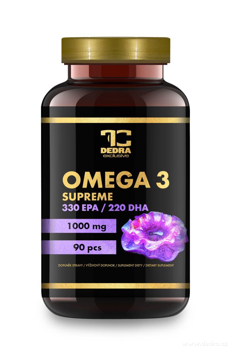 OMEGA 3 SUPREME 1000 mg | 1 tobolka = 330 mg EPA & 220 mg DHA + Vitamin E | podpora srdce, mozku & zraku | 90 kapslí