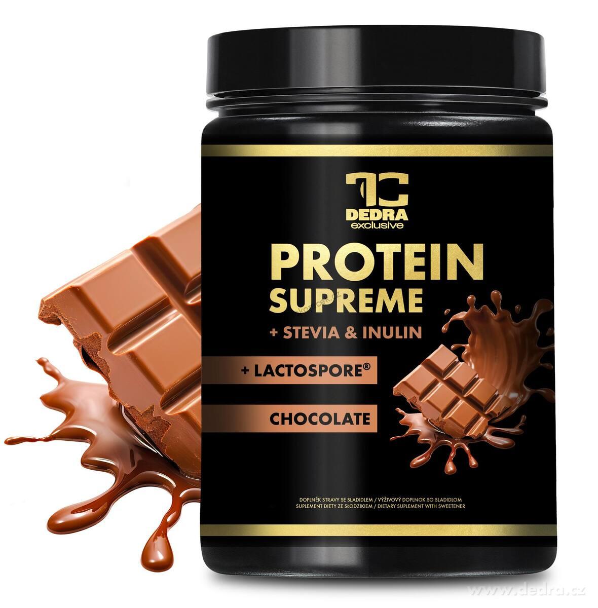 PROTEIN SUPREME | komplexní proteinový nápoj se Stevií, Inulinem a probiotikem LactoSpore® | čokoláda | 750 g (25 dávek)