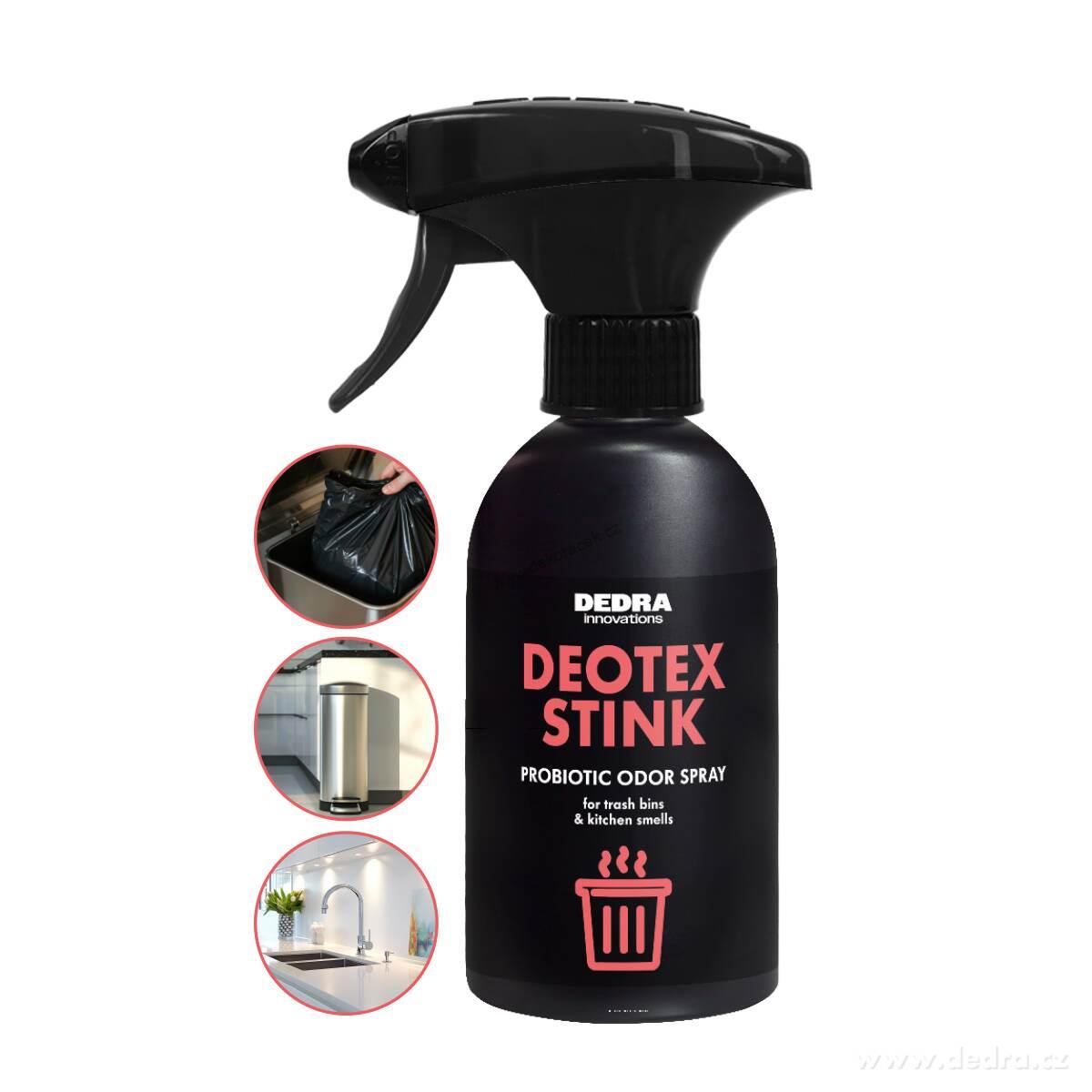 Neutralizátor kuchyňských pachů s probiotiky | Ideální na odpadkové koše | DEOTEX® STINK SPRAY | 250 ml