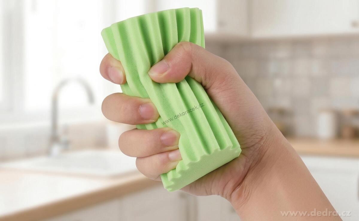 2× SPONGE POP | chytrá drážkovaná houbička | perfektně stírá & nevíří prach, extra savá | zelená